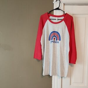 Like New Next Level Apparel Red and Gray Long Sleeve Tee